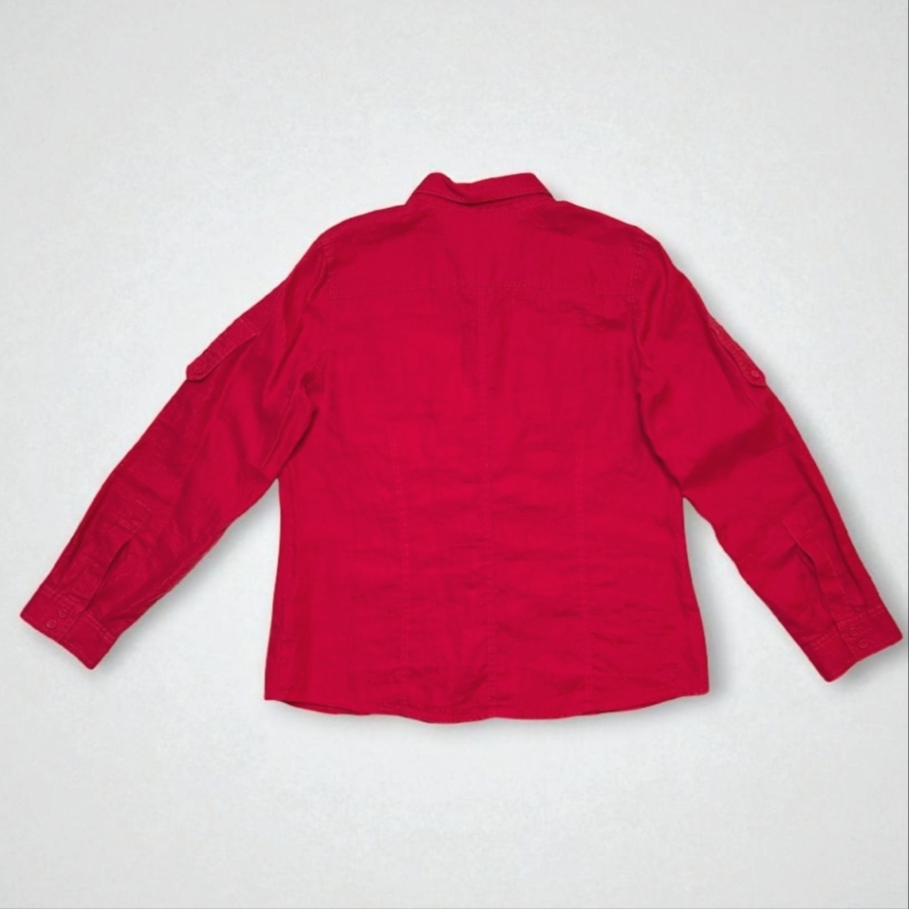 Liz Claiborne Crimson‎ Red Work Shirt Professional Button Up Top XL - Picture 3 of 9